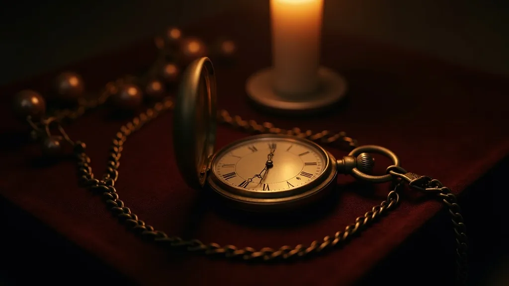 montre à gousset dorée ouverte et sa chaîne sur velours sombre a Grenoble